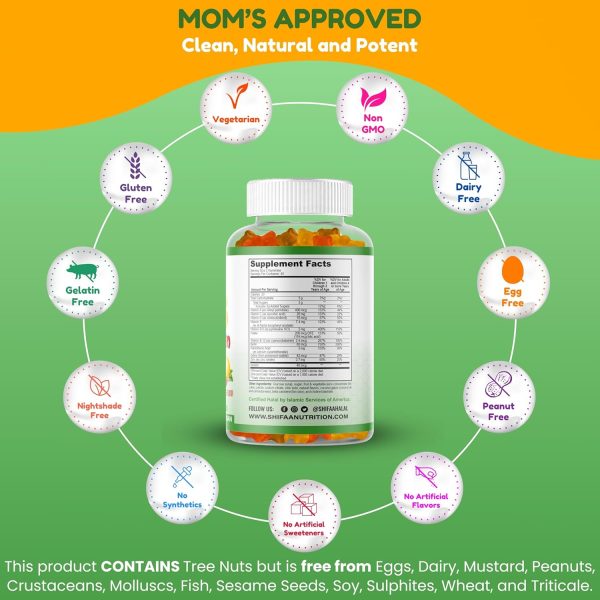 SHIFAA NUTRITION Halal Kids Multivitamin Gummies, 45-90 Days Supply, with All Essential Kids Vitamins. Toddler Vitamins with Vitamin C, D, Zinc, A, E, B6, B12, Biotin | Halal Gummy Vitamins for Kids  Health & Household - Image 4