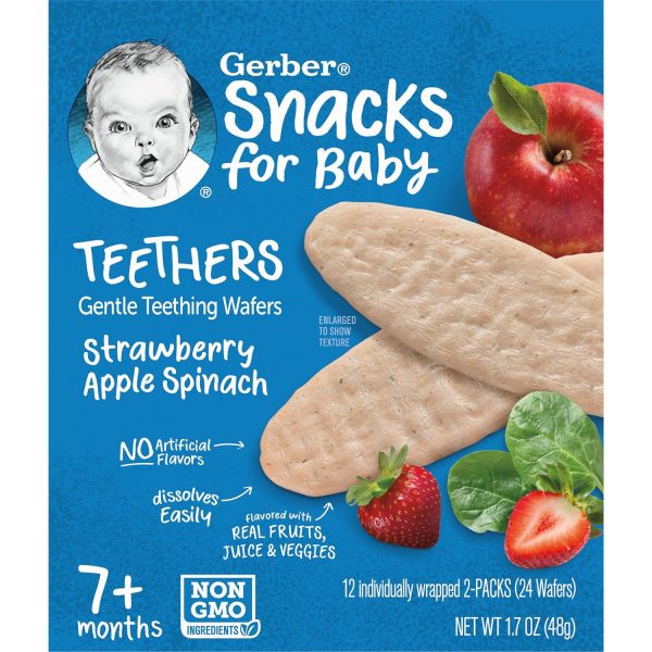 Gerber Snacks for Baby Teethers, Gentle Teething Wafers, Strawberry Apple Spinach, 1.7 Ounce, 12 Count Box (Pack of 6)  Everything Else - Image 12