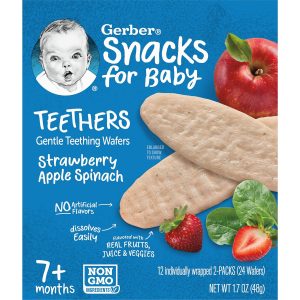Gerber Snacks for Baby Teethers, Gentle Teething Wafers, Strawberry Apple Spinach, 1.7 Ounce, 12 Count Box (Pack of 6)  Everything Else