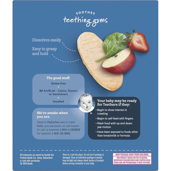 Gerber Snacks for Baby Teethers, Gentle Teething Wafers, Strawberry Apple Spinach, 1.7 Ounce, 12 Count Box (Pack of 6)  Everything Else - Image 2