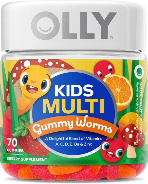 OLLY Kids Multivitamin Gummy Worms, Overall Health and Immune Support, Vitamins and Minerals A, C, D, E, Bs and Zinc, Chewable Supplement, Sour Fruit Punch, 45 Day Supply (70 Count)  Health & Household - Image 11