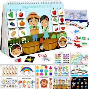 Busy Book for Kids, Montessori Autism Sensory Educational Toys, 12 Pages Toddler Preschool Activity Binder and Early Learning Toys - for Boys & Girls Develops Fine Motor Skills  Toys & Games