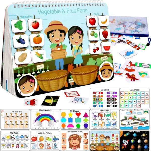 Busy Book for Kids, Montessori Autism Sensory Educational Toys, 12 Pages Toddler Preschool Activity Binder and Early Learning Toys - for Boys & Girls Develops Fine Motor Skills  Toys & Games - Image 9