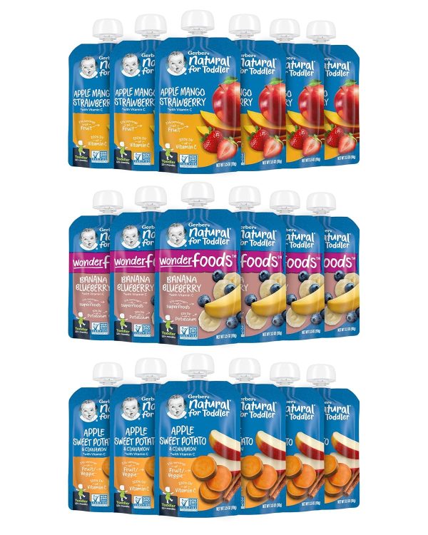 Gerber Baby Food Pouches, Toddler 12+ Months, Assorted Fruit Variety Pack, 3.5 Ounce (Set of 18) - Image 7