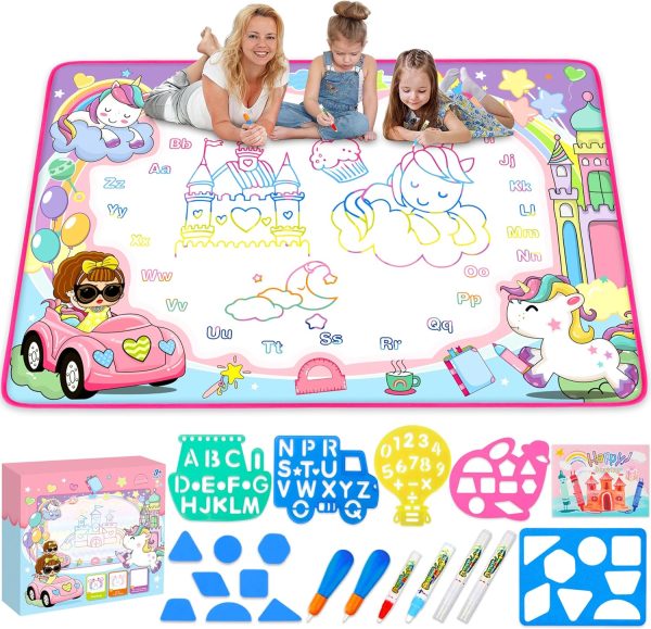 Water Doodle Mat - Kids Painting Writing Color Doodle Drawing Mat Toy Bring Magic Pens Educational Toys for Age 2 3 4 5 6 7 Year Old Girls Boys Age Toddler Gift  Toys & Games - Image 14